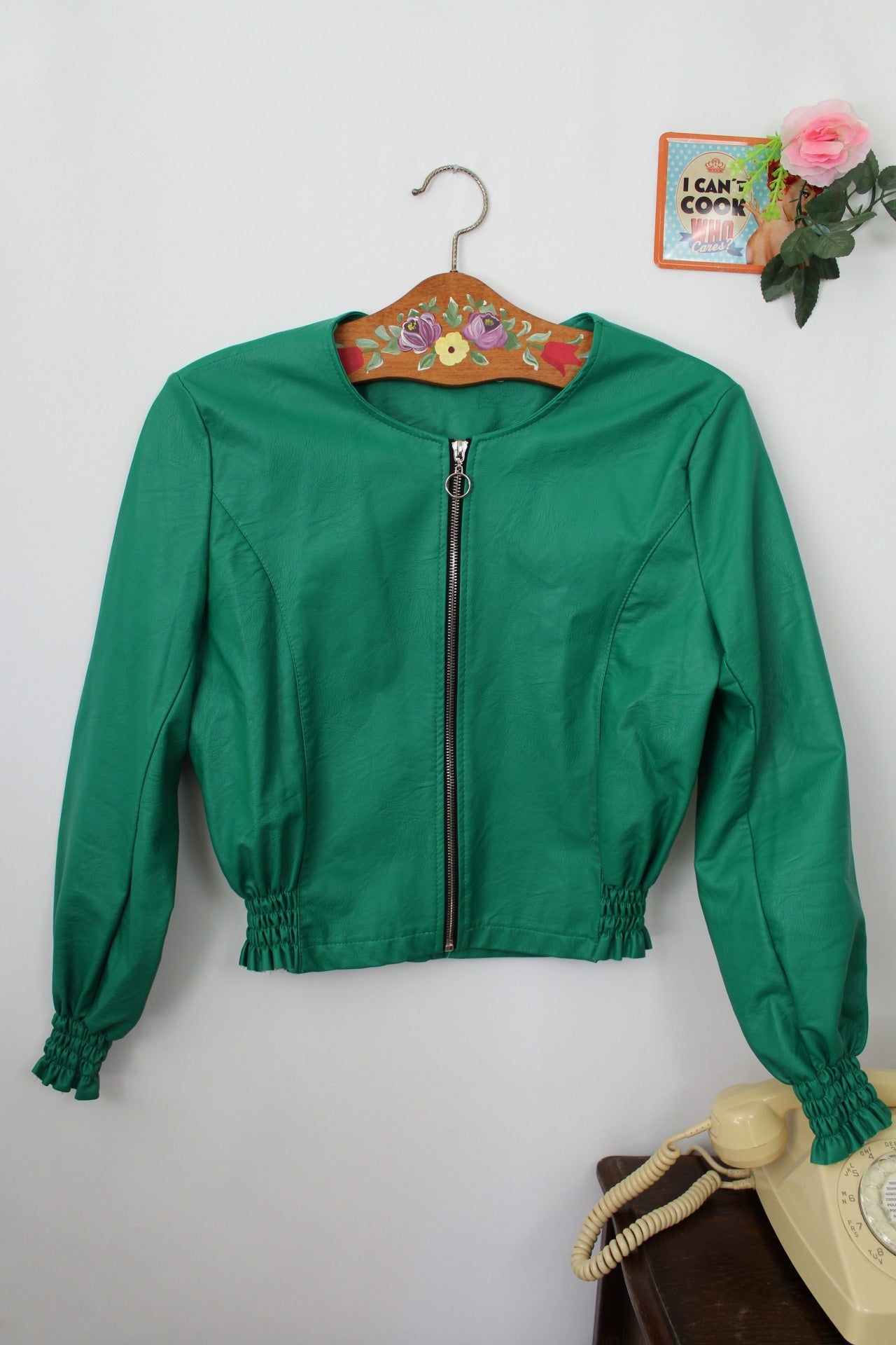 🌸🍒Veste vintage 90/2000's vert pep's & manches froncées made in Italy - Taille 38🍒🌸