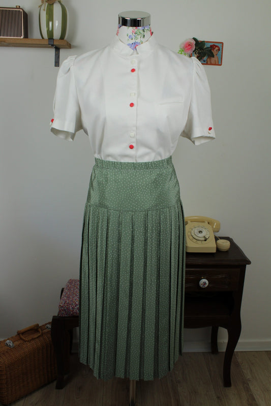 Chemisier blanc vintage années 80/90 en coton épais côtelé - Taille 38/40