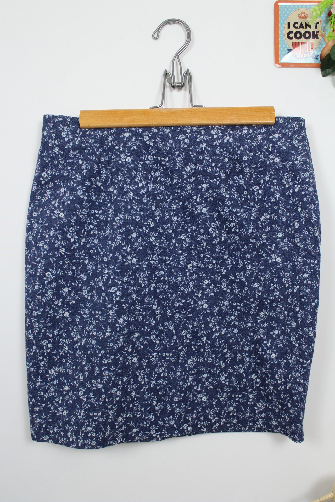 🌸🍒Jupe vintage 90's Nina Kalio en denim effet fleuri liberty - Taille 40🍒🌸