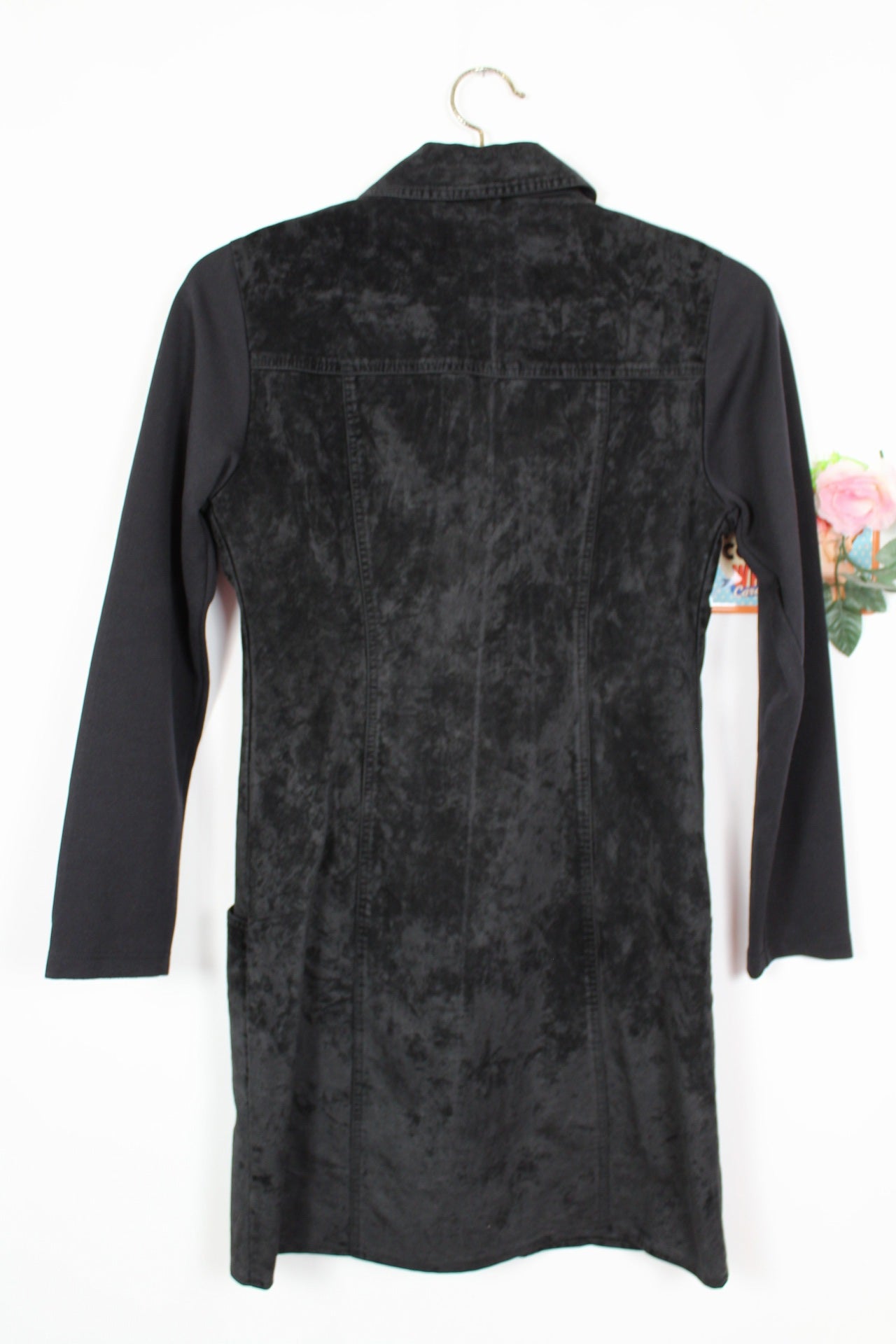 🍒🌸Veste longue vintage 90s/2000s effet daim noir - Scenic made in France - Taille 4/36