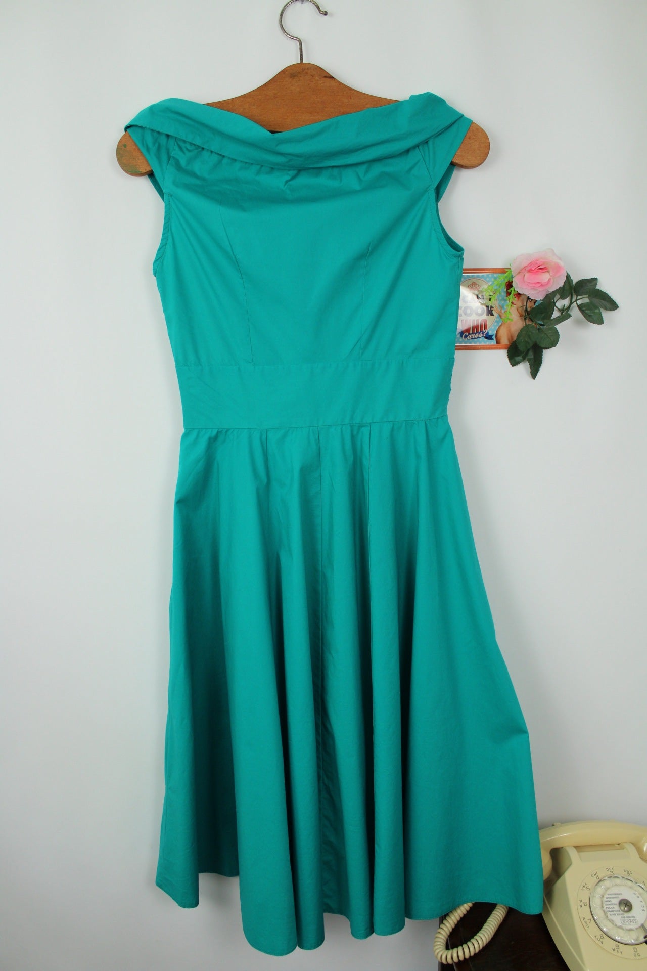 🌸🍒Robe pin-up/rockabilly Closet London turquoise & buste cache-cœur - Taille 36🍒🌸