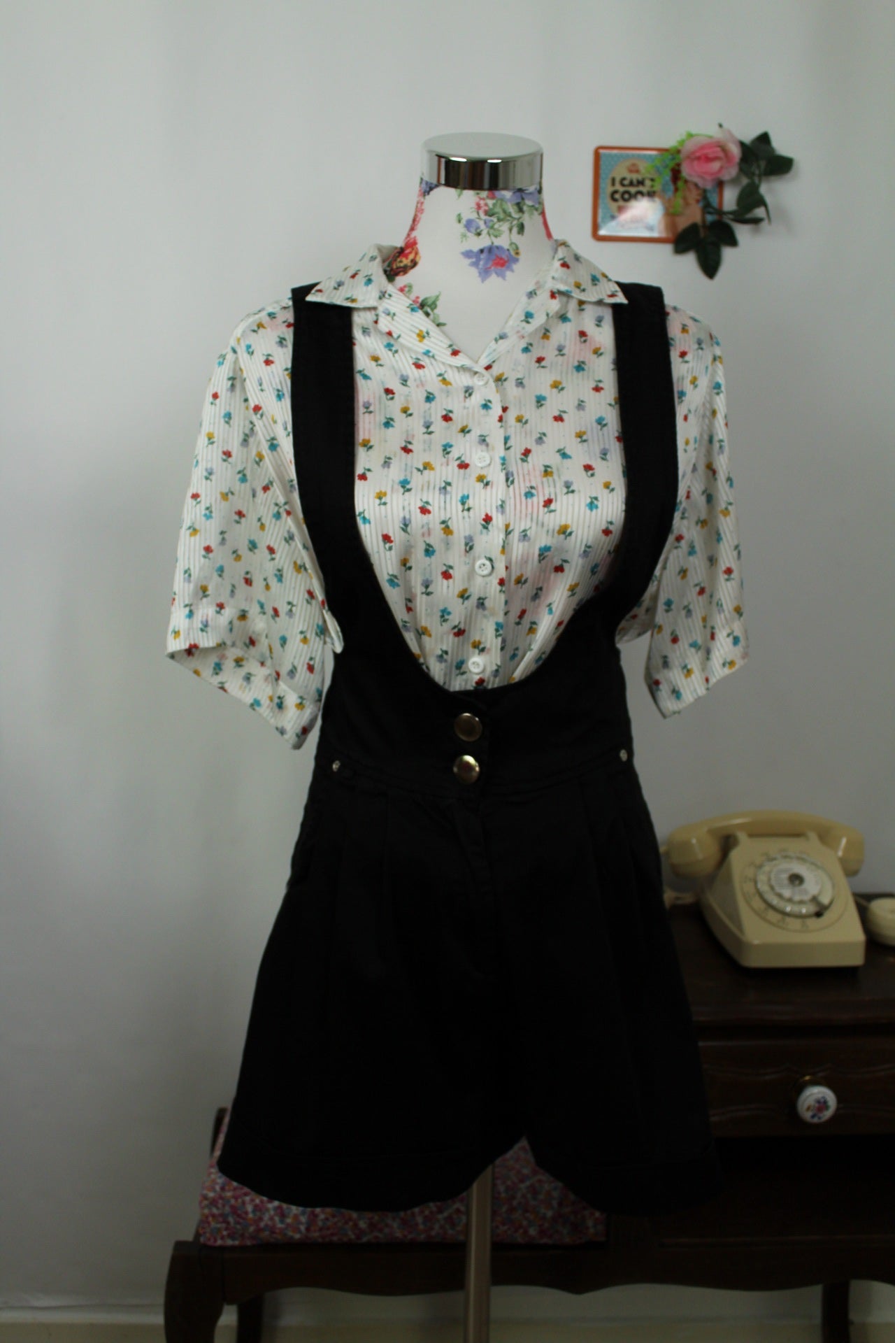 🌸🍒Chemise vintage 90's fluide satinée fleurie cottage romantique effet soie - Taille 40 à 44🍒🌸