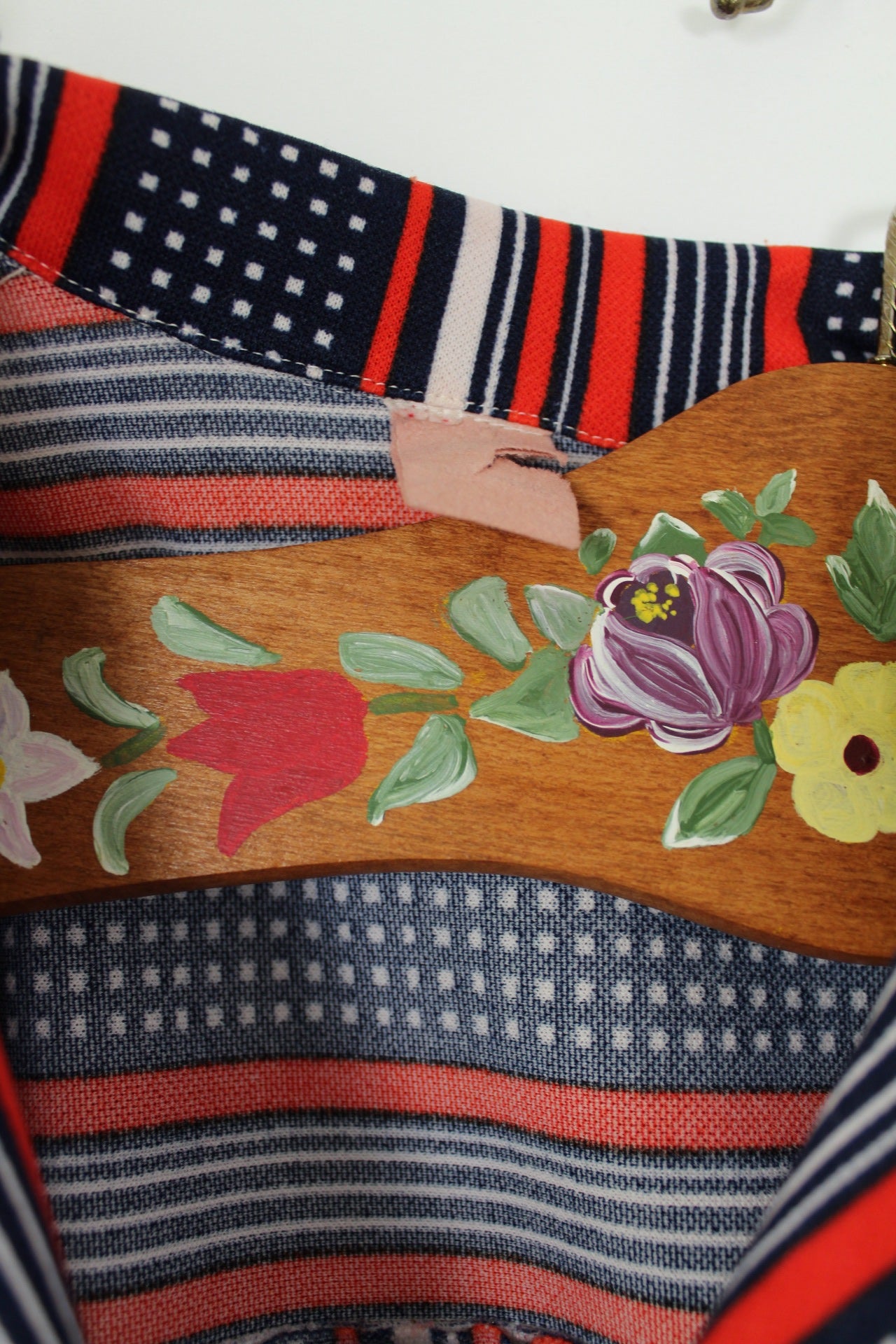 🌸🍒Robe vintage 70's Navy pin-up chic - rayures rouge/marine & pois - Taille 38🍒🌸