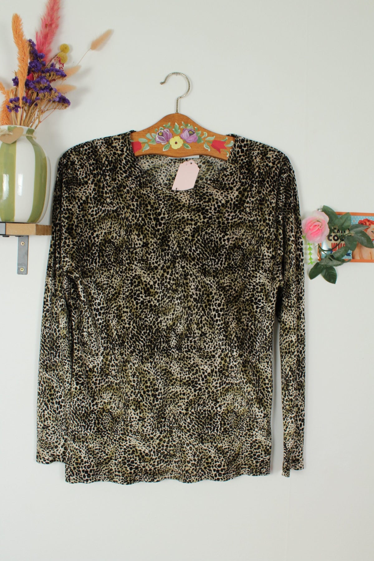 Blouse léopard vintage années 90 en velours - pin-up/rockabilly - Taille 38/40