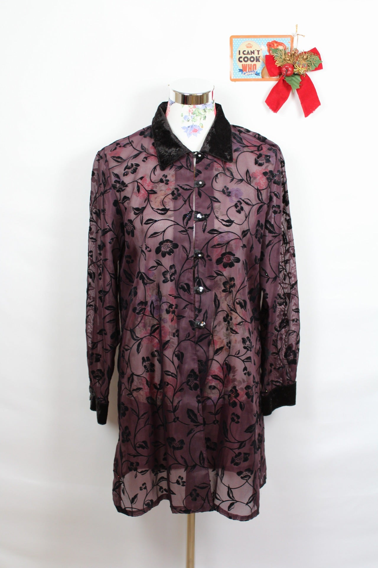 ✨Chemise vintage 90's violette velours & paillettes - élégance mystique✨