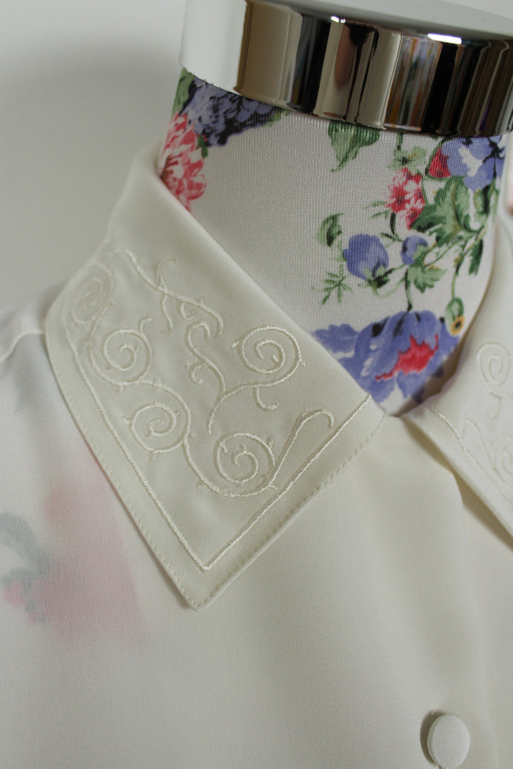 🌸Chemise satinée col brodé romantique Ralph Luigi 80's🍒