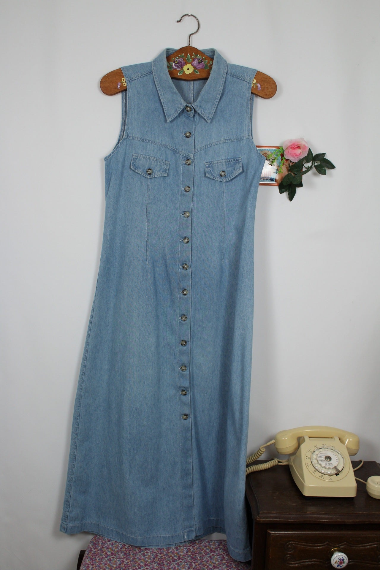 🌸🍒Robe longue en jean vintage 90's Vincenzo 100% coton - Taille 36 / petit 38🍒🌸