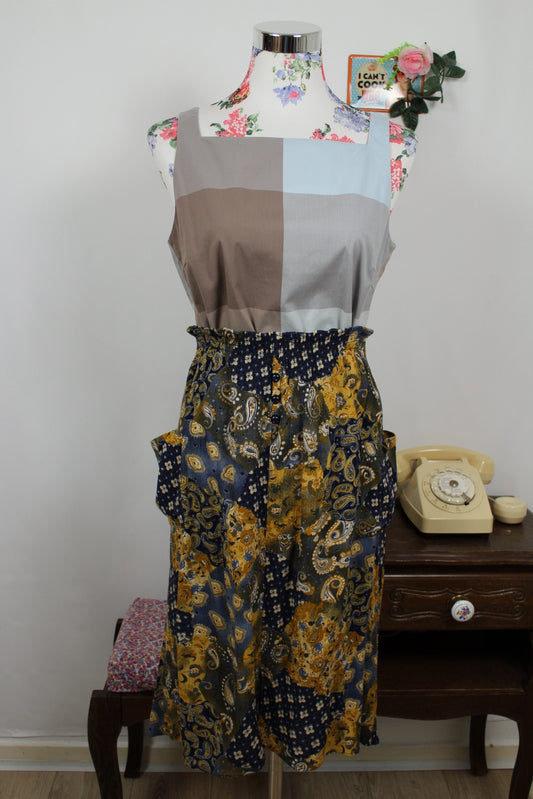🌸🍒Jupe vintage 90's patchwork, fleurs & paisley - bohème aux tons naturels - Taille 40 à 44🍒🌸