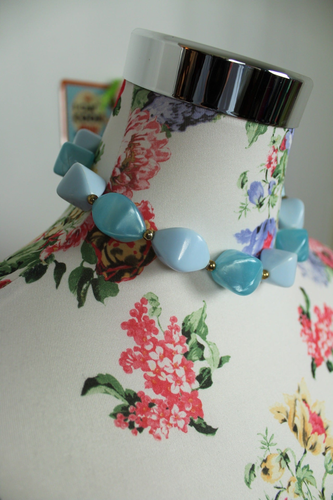 🌸🍒Collier vintage 80's ras du cou perles fuseaux🍒🌸