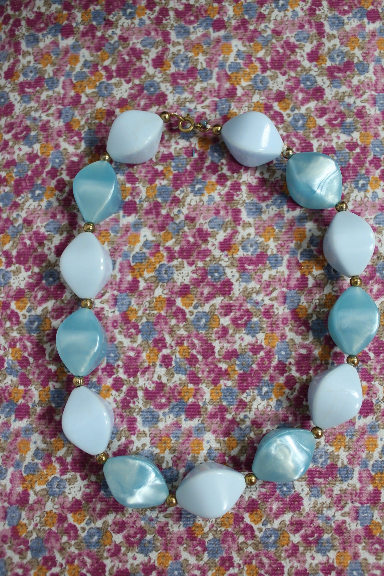🌸🍒Collier vintage 80's ras du cou perles fuseaux🍒🌸