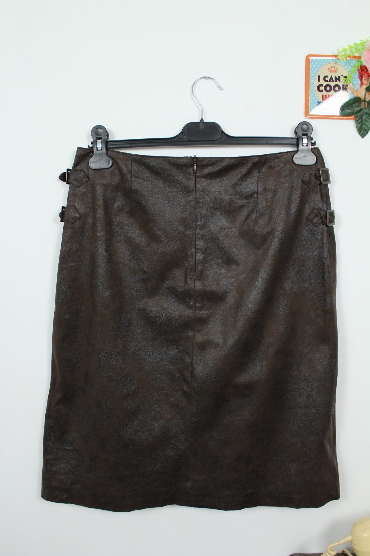 🌸🍒Jupe vintage 90's début 2000 Julie Guerlande marron effet daim texturé - Taille 40🍒🌸