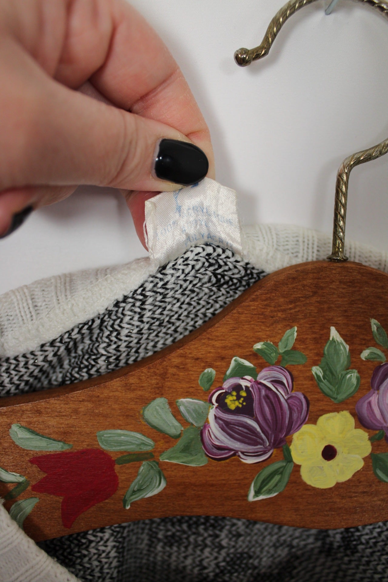 🌸🍒Pull vintage années 80 paisley graphique - noir et blanc - Taille 38 à 42🍒🌸