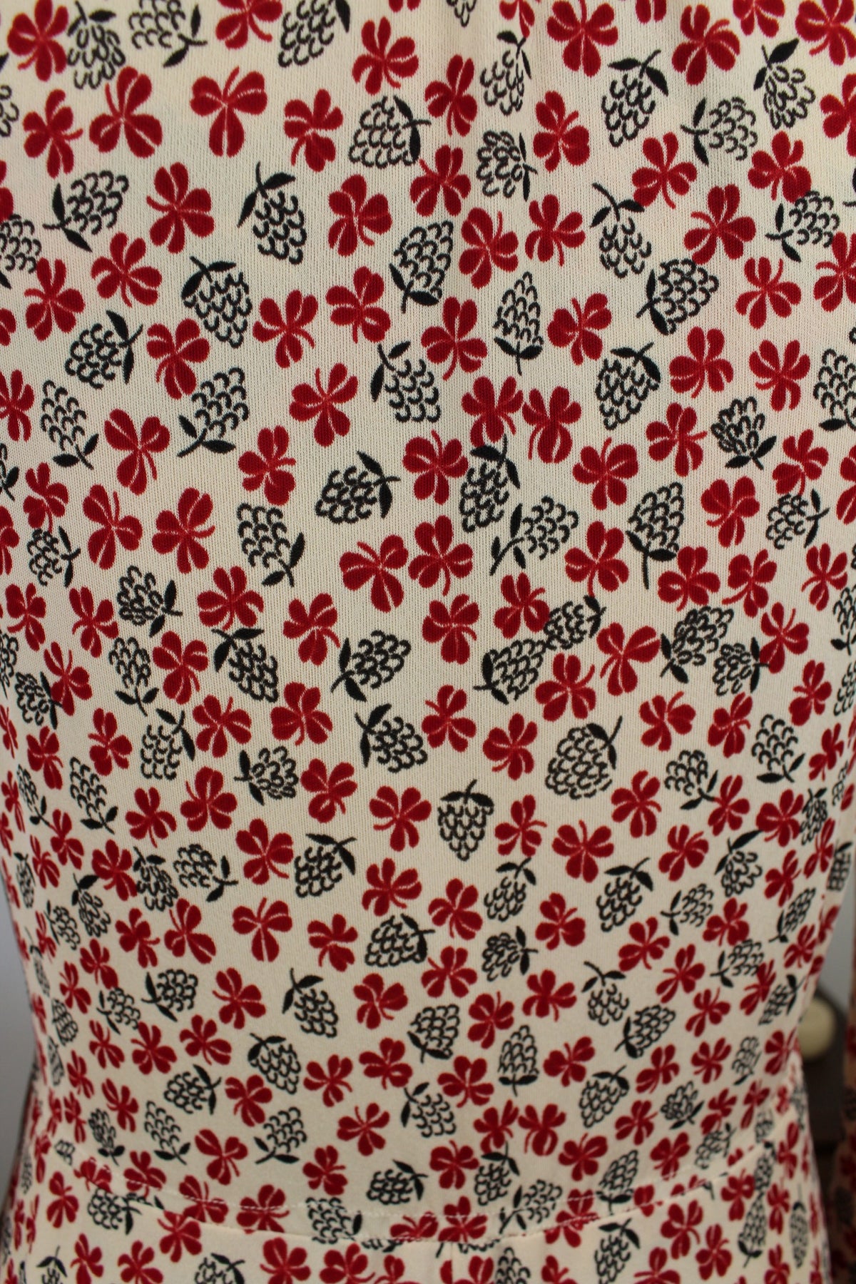 Robe vintage années 70 champêtre romantique - trèfles & pommes de pin - Taille 36/38