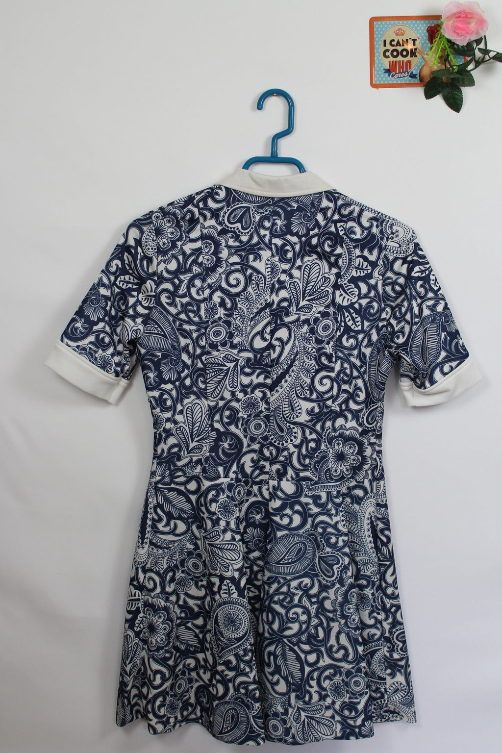 🌸Robe vintage navy fleurie baroque 70's - made in France🍒