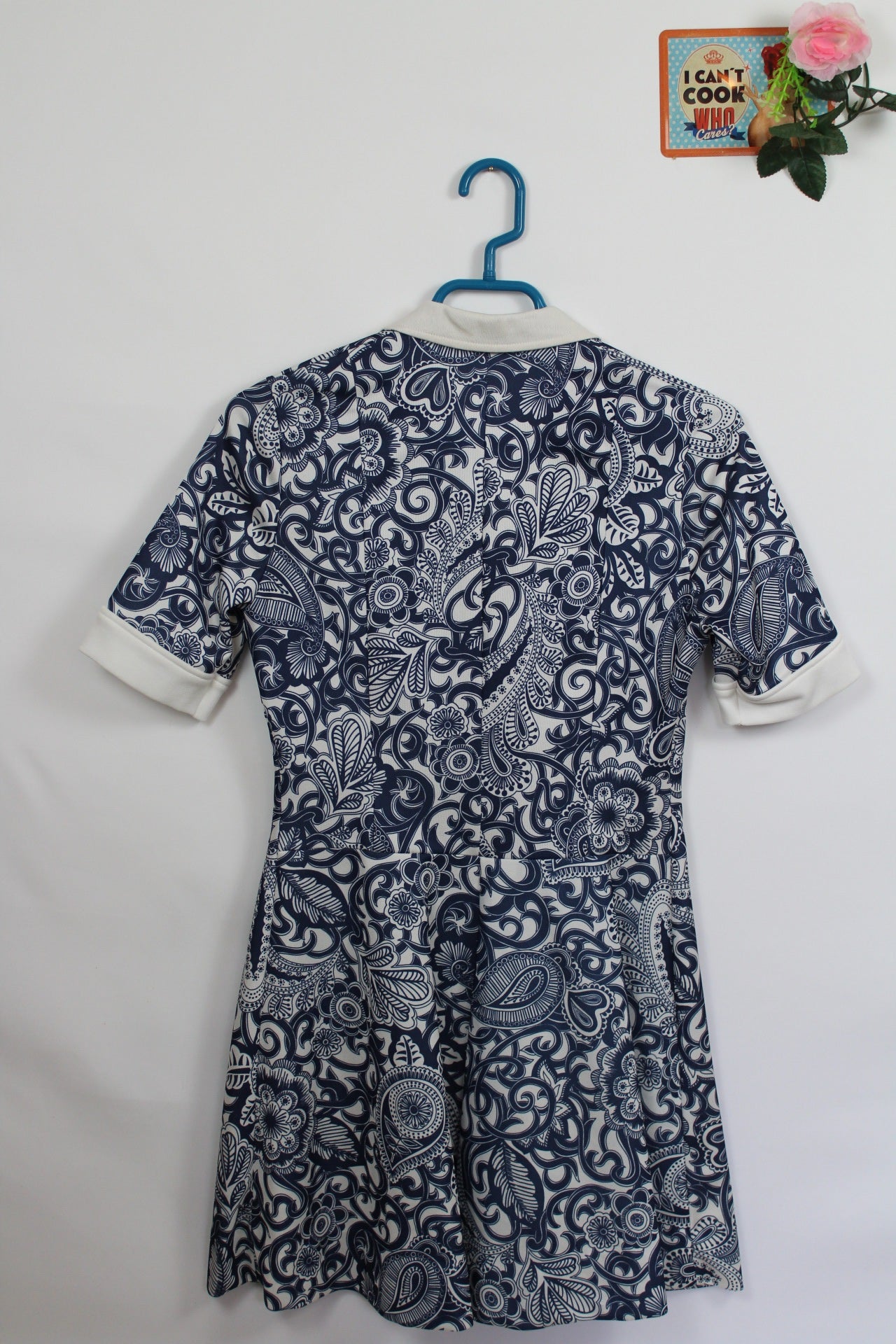 🌸Robe vintage navy fleurie baroque 70's - made in France🍒