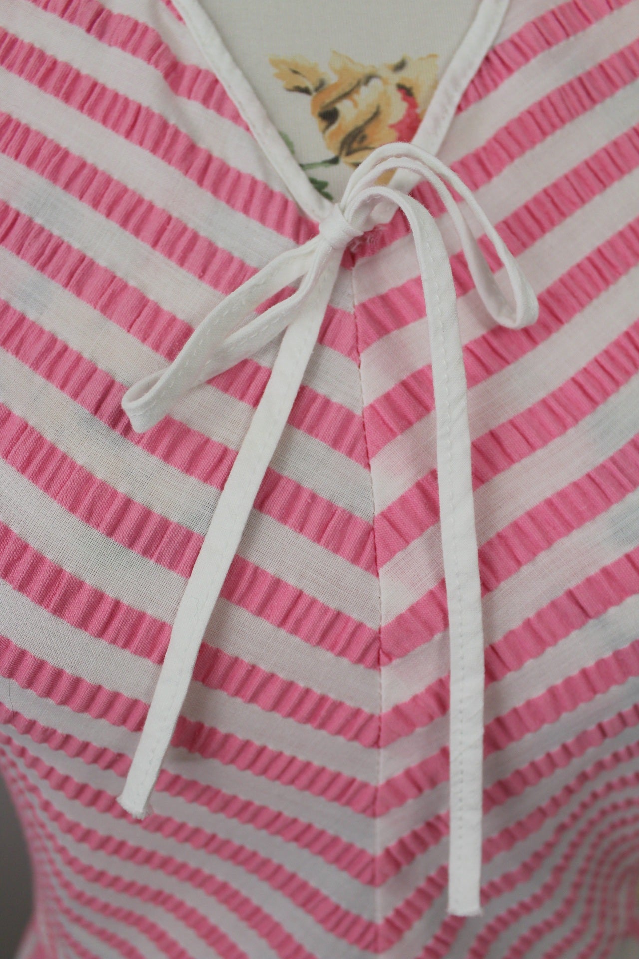 🍒🌸Robe vintage 60's en coton à rayures ondulées rose peps - Taille 36🌸🍒