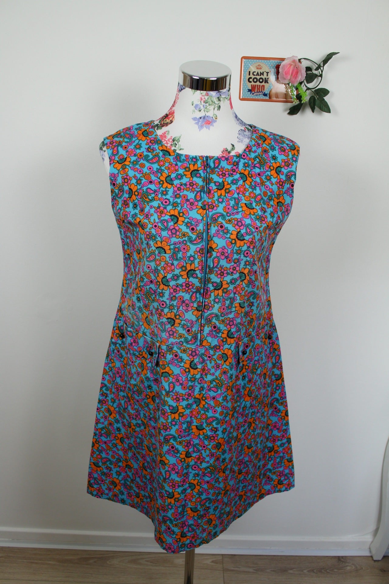 🌸Robe tablier fleurie vintage 70s - ultra colorée🍒