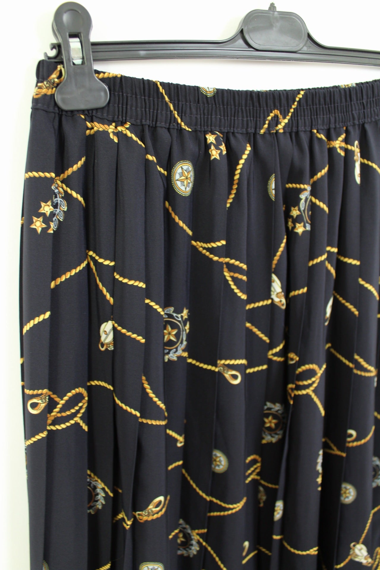 🌸🍒Jupe midi plissée vintage 80's imprimée motifs marins - Taille 38 à 42🍒🌸