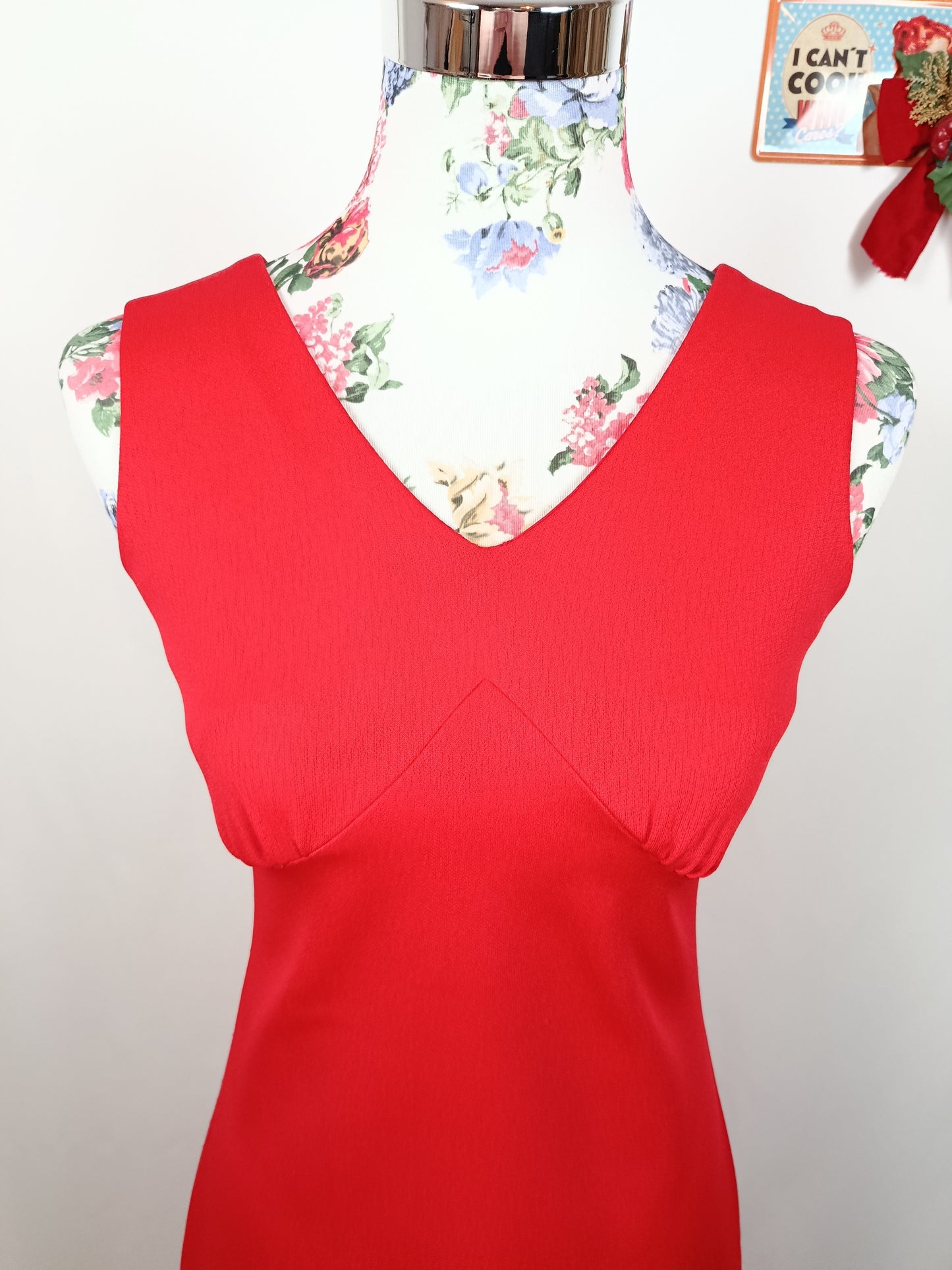 ✨Robe longue rouge vintage 90's - matière épaisse & coupe élégante - Tergal✨