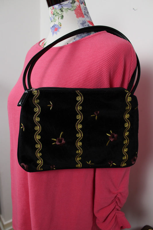 🍒🌸Sac velours brodé chic - Rebecca Molenaar - détails dorés🌸🍒