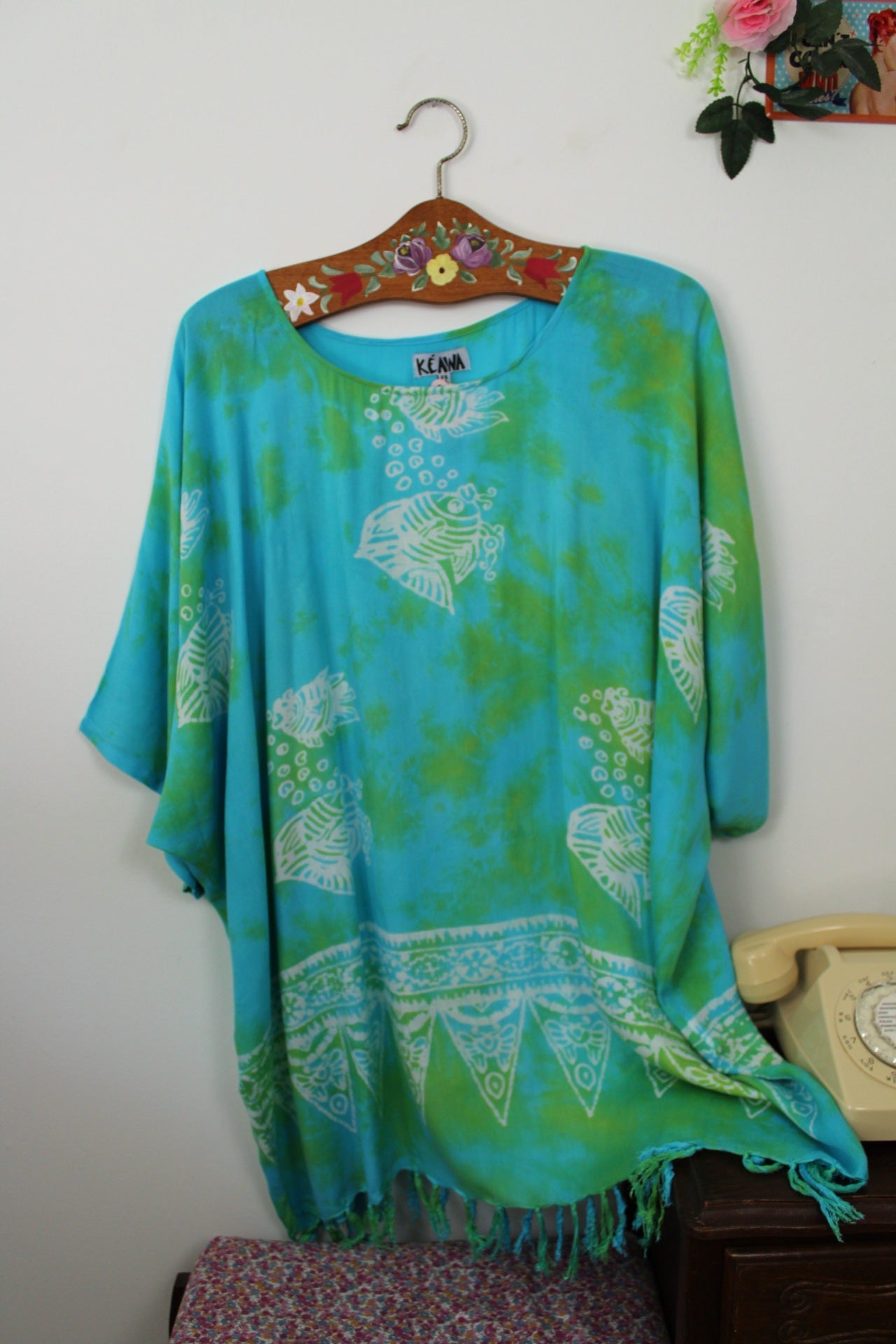🌸🍒Tunique de plage Tie and Dye poissons exotiques - taille unique🍒🌸