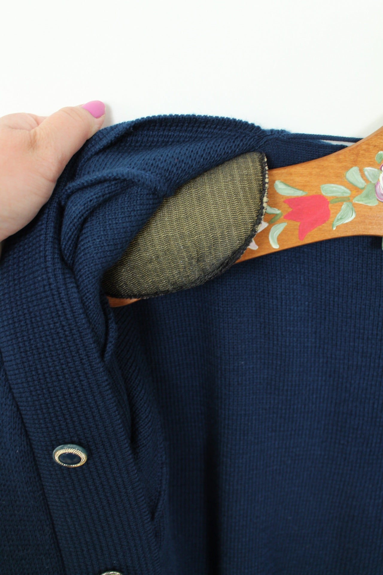 🌸🍒Cardigan vintage 90's C&A bleu marine & boutons bijoux - Taille 42/44🍒🌸