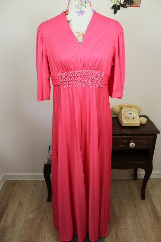 🌸🍒Robe longue vintage 70/80's rose pep's coupe empire - Taille 40🍒🌸