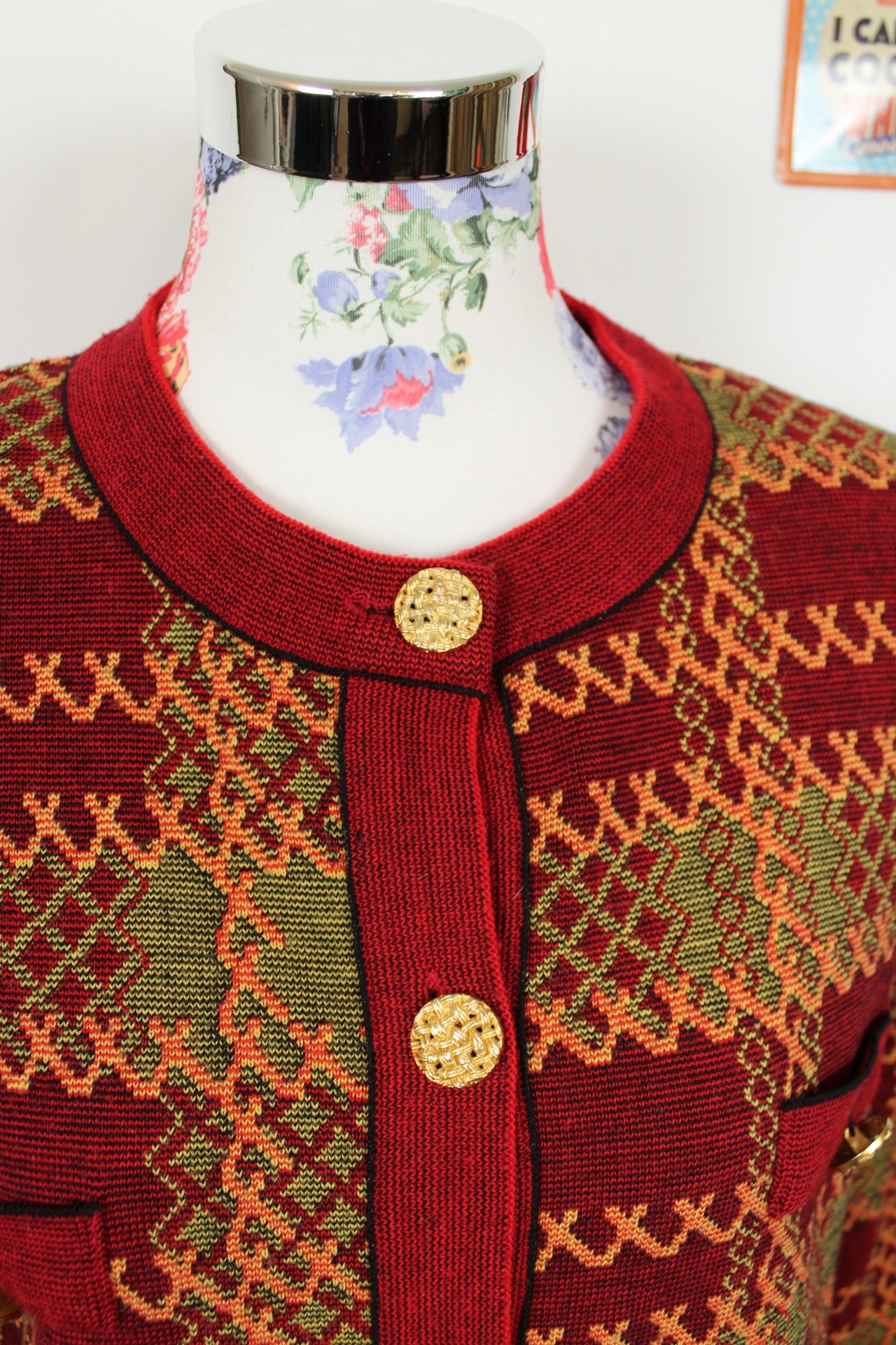 ✨Pull vintage 80's Laine & Maille Paris - boutons dorés✨