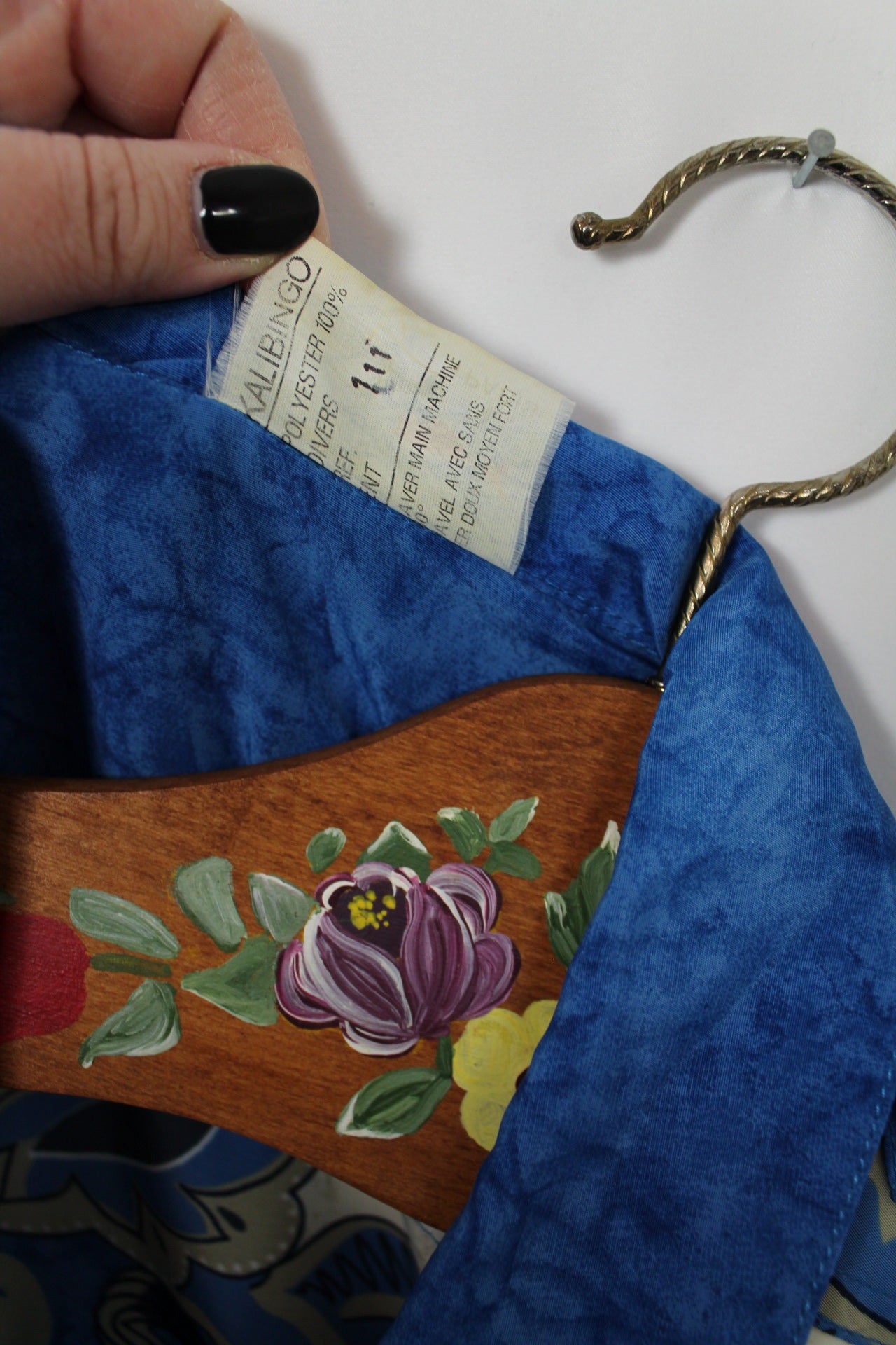 🍒🌸Chemise vintage baroque bleu & ivoire - années 80 - Taille 40 à 44🌸🍒