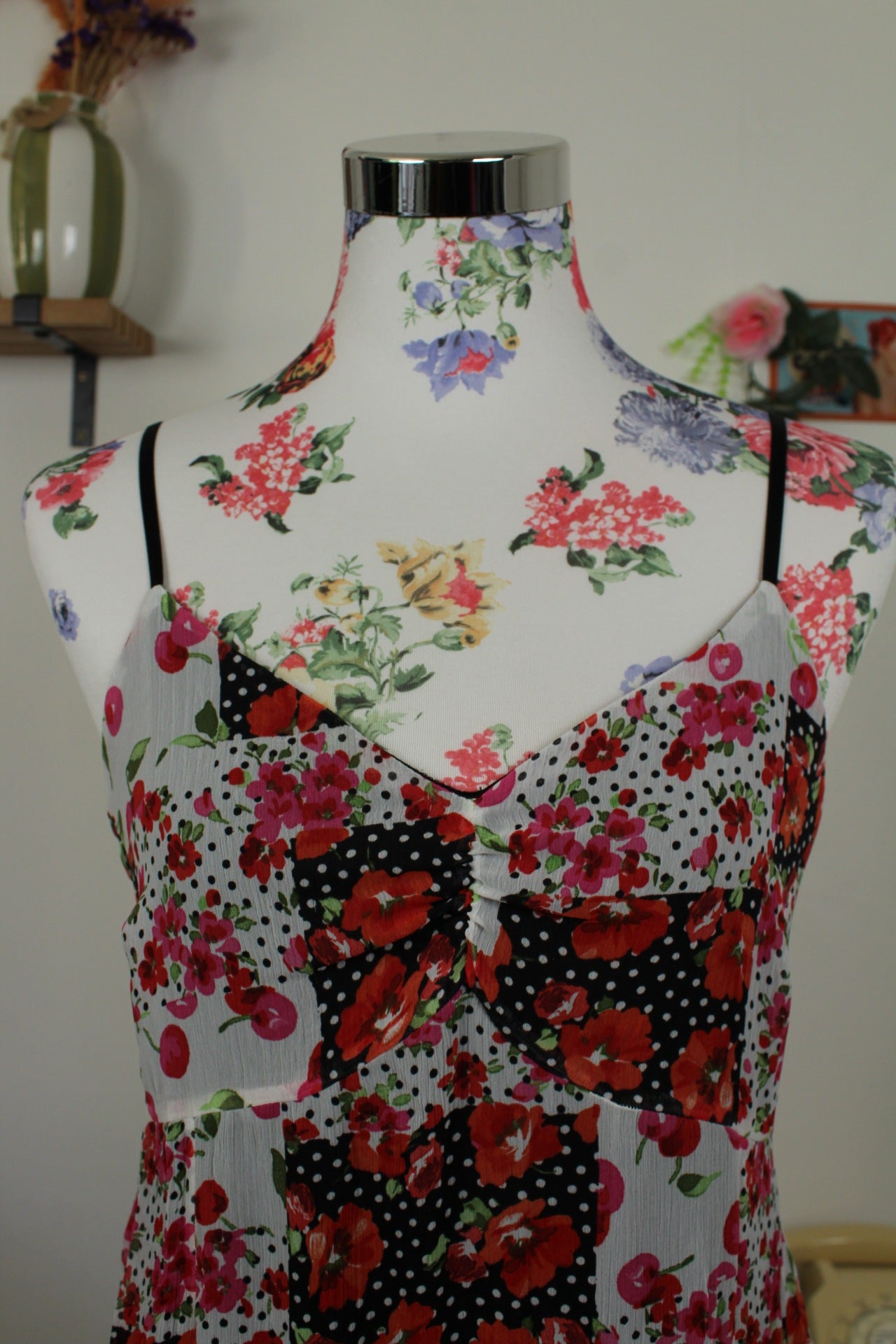 🌸🍒Robe patchwork cerises, coquelicots et pois - Patrice Bréal - Taille 38🍒🌸