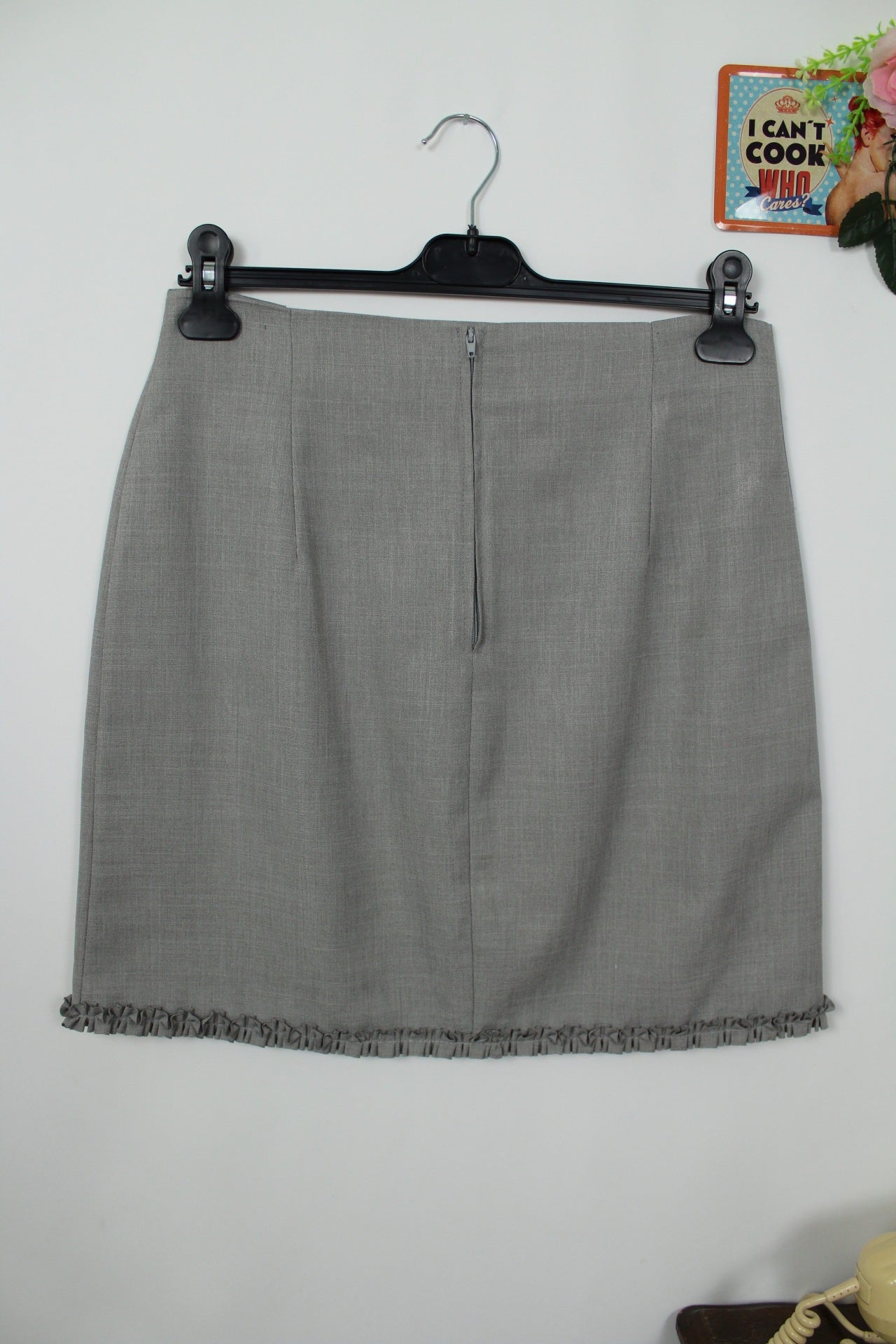 🌸🍒Jupe vintage 90's grise frise froufrou - Taille 38🍒🌸