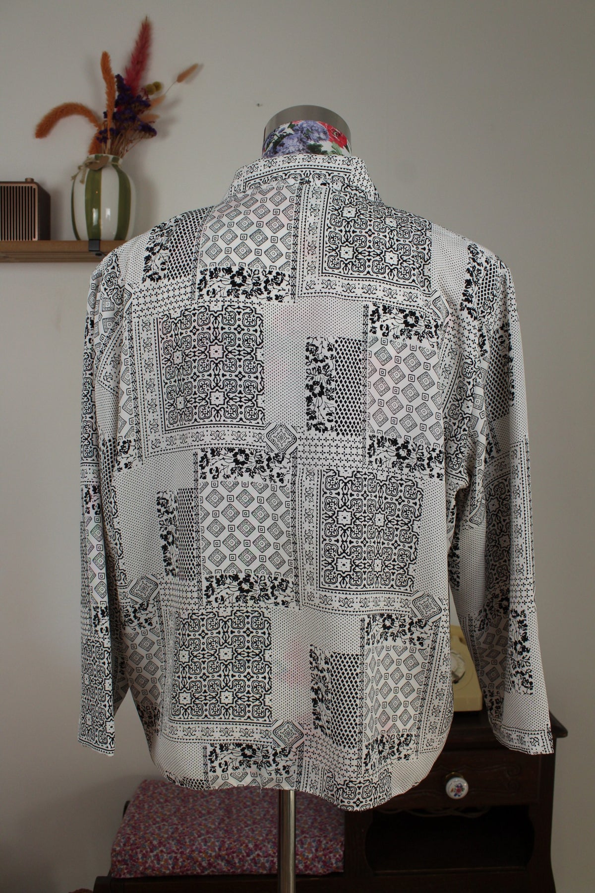 Chemise preppy vintage années 80 pois, fleurs & paisley - Taille 42/44