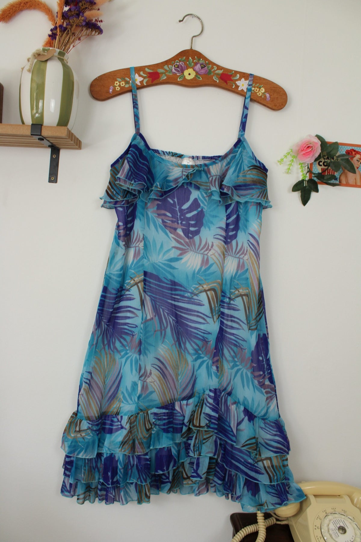 🌸🍒Robe vintage années 90 esprit tropicale & volants - Taille 38🍒🌸