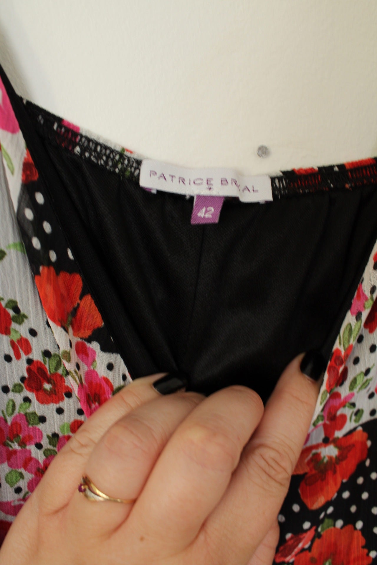 🌸🍒Robe patchwork cerises, coquelicots et pois - Patrice Bréal - Taille 38🍒🌸