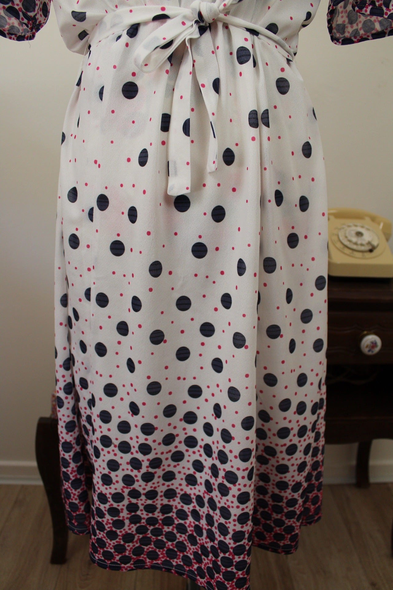 🌸🍒Robe vintage 70/80's col lavallière pois graphiques avec effet dégradé - Taille 40 - petit 42🍒🌸