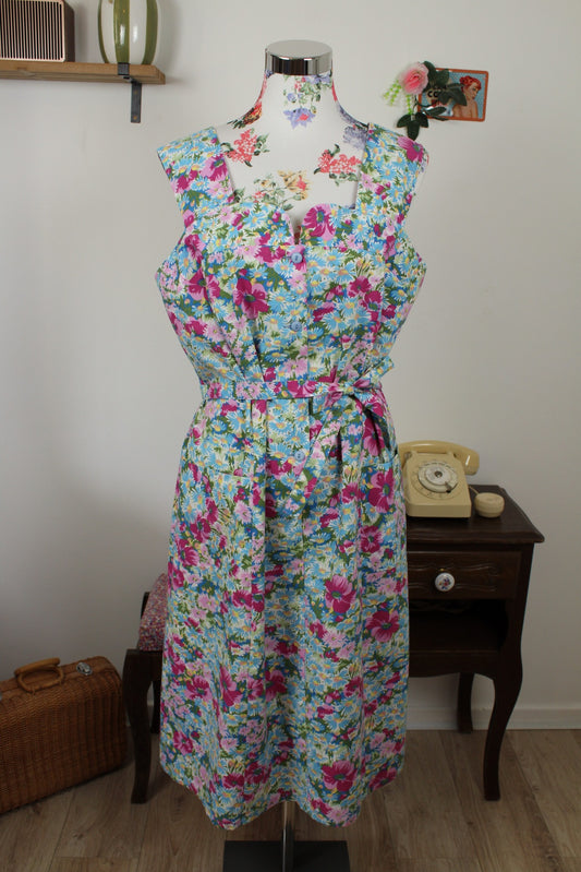 Robe vintage années 70/80 ultra fleurie - charme champêtre cottagecore - Taille 42