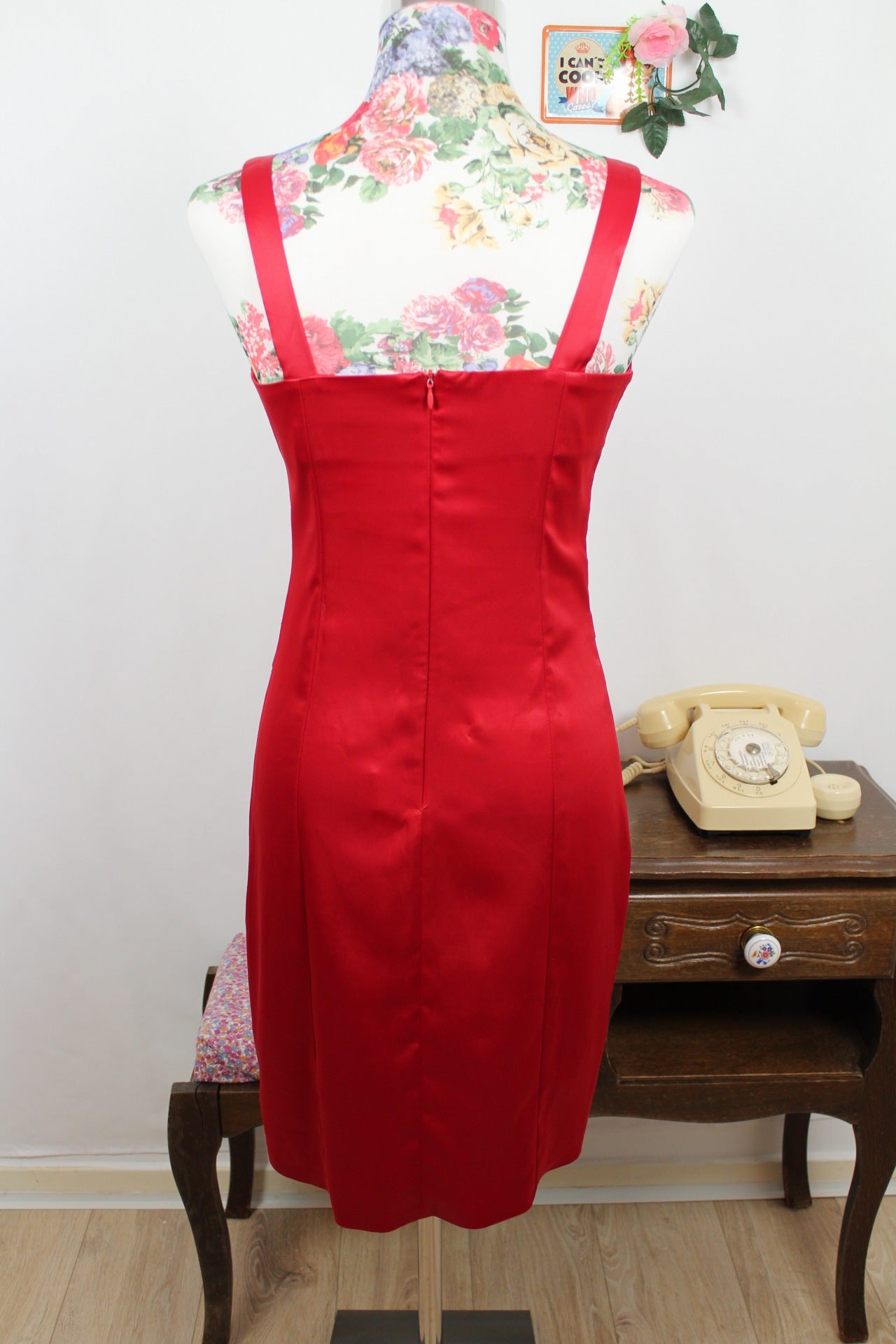 🌸🍒Robe rouge de soirée satinée vintage 2000s/Y2k façon Hollywood - Taille 36🍒🌸