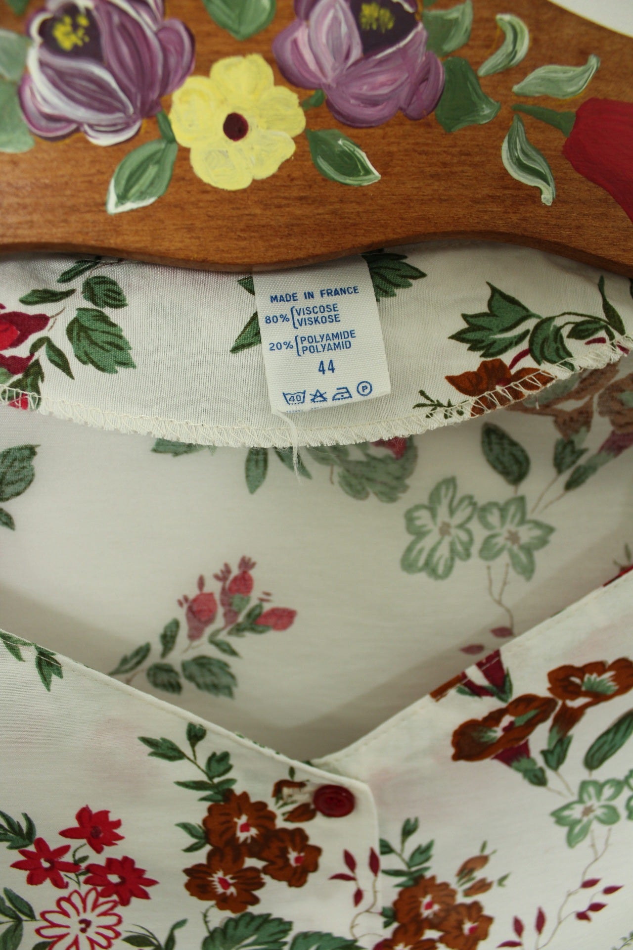 🌸🍒Blouse fleurie vintage 80's - manches bouffantes romantiques - Taille 38/40🍒🌸