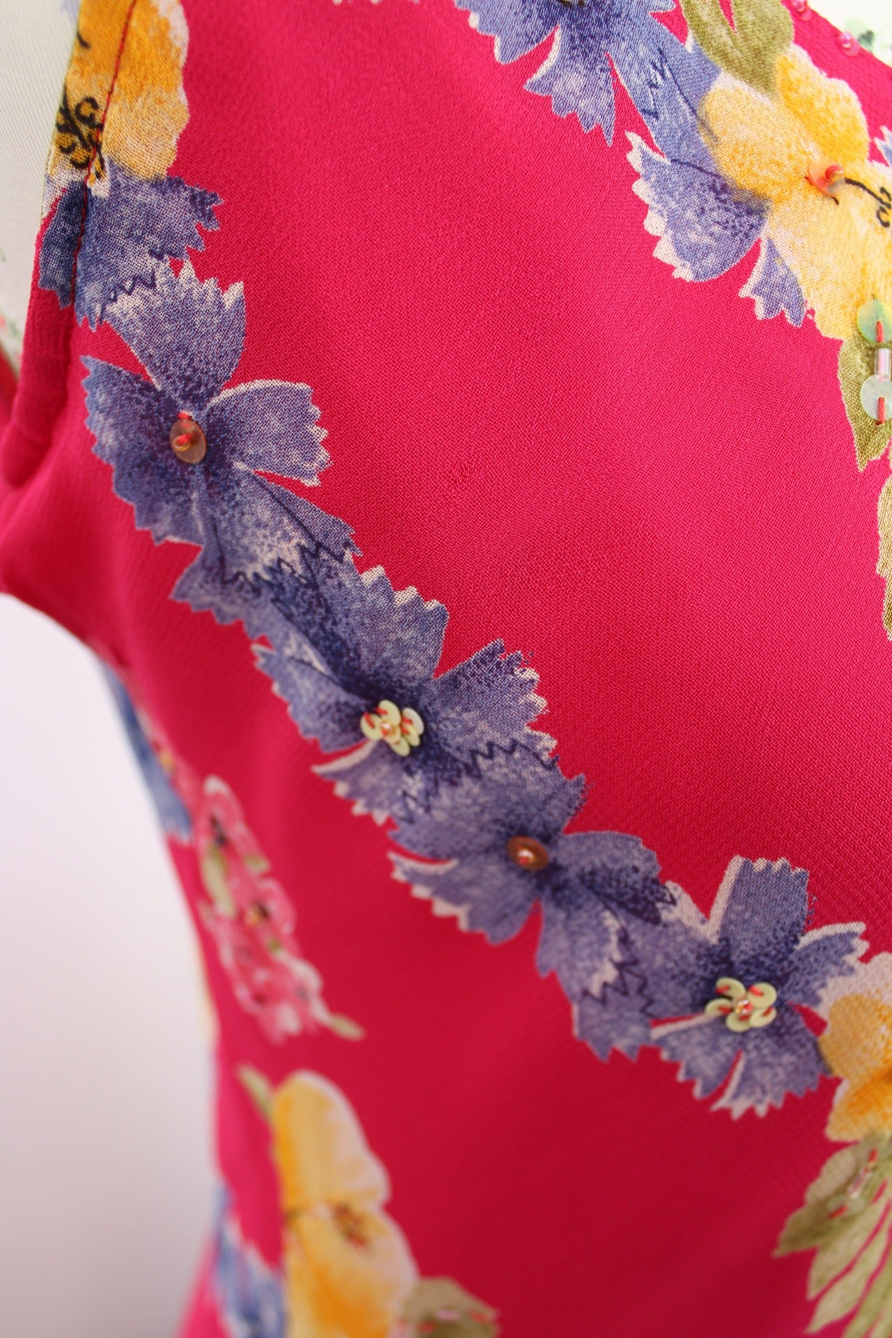 🌸🍒Robe vintage 90's inspirations fleurs tropicales et rose pep's - Taille 36/38🍒🌸