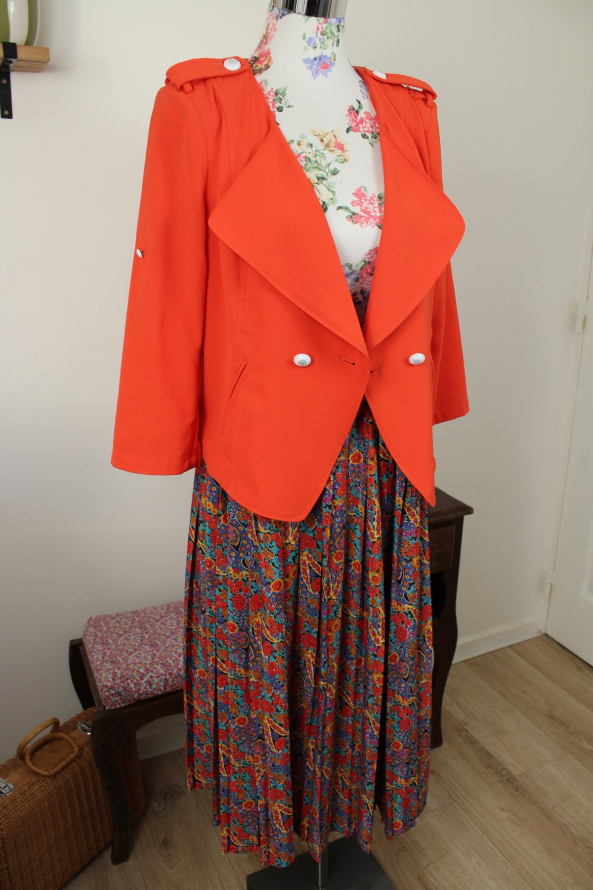 Veste rétro Patrice Breal orange pep's preppy chic années 2000 - Taille 40/42