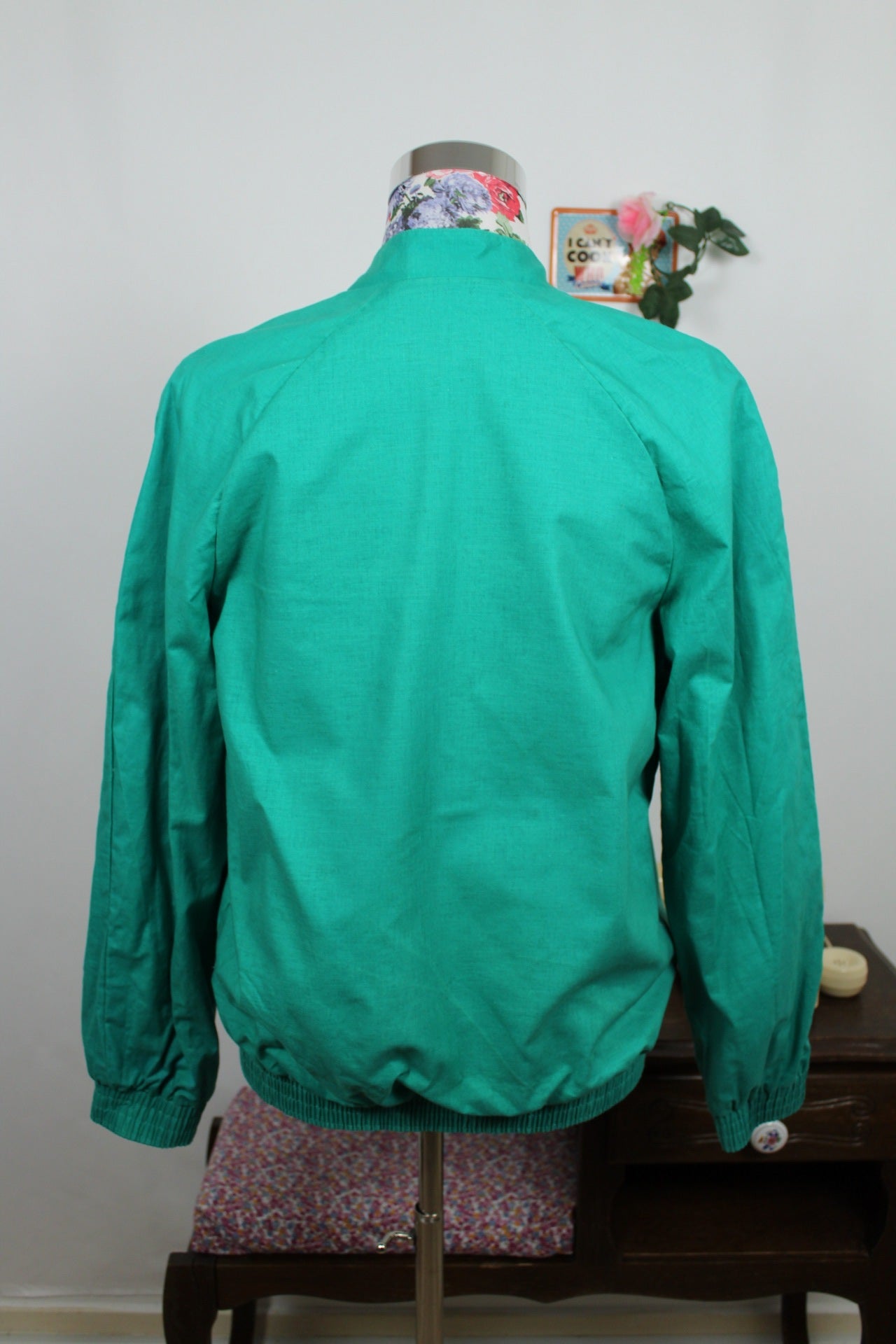 🌸🍒Veste vintage verte 80's en coton esprit bomber - Taille 38/40🍒🌸