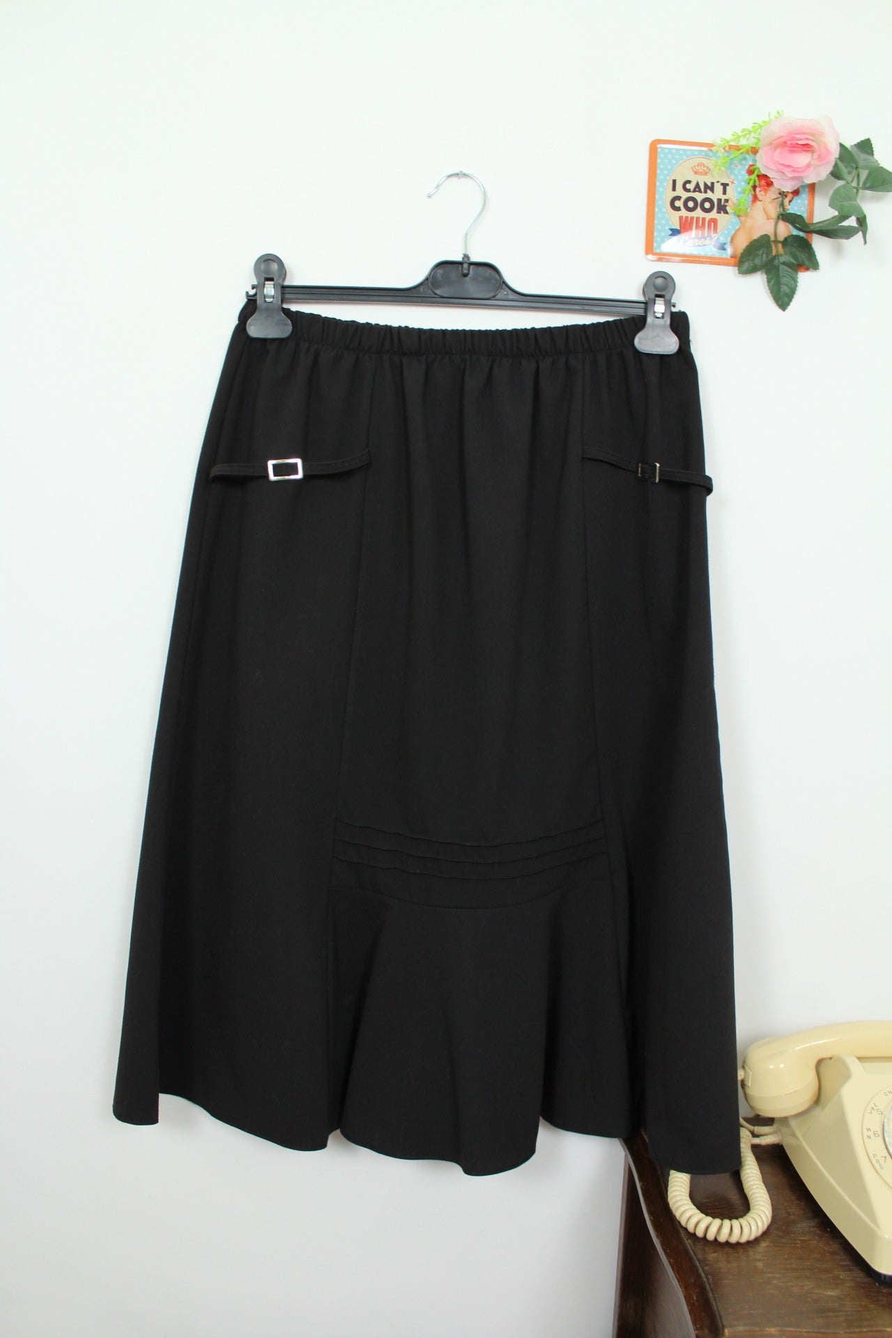 🌸🍒Jupe vintage 90's noire midi - made in France - Taille 36 à 40🍒🌸