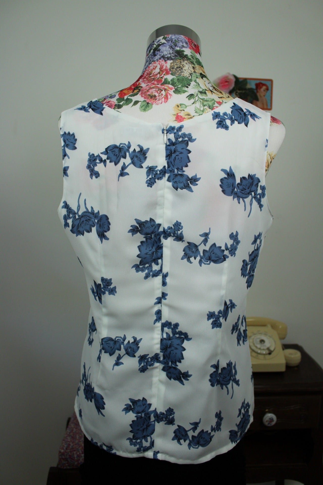 🌸🍒Débardeur vintage 90's fleuri romantique & laçage - Taille 40🍒🌸