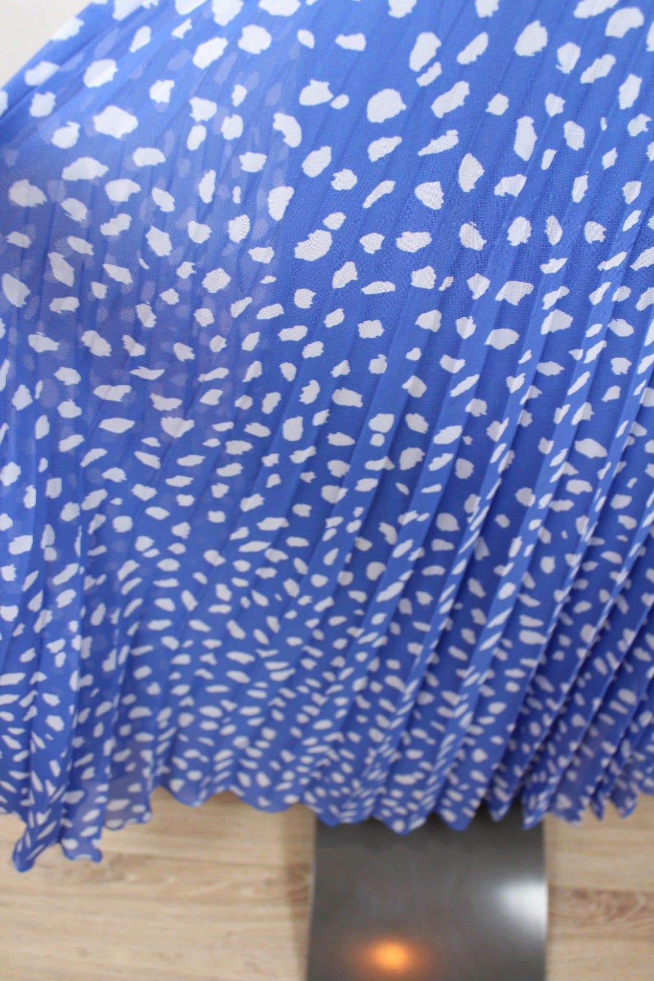 🌸🍒Jupe plissée vintage bleue à pois 80/90s - longueur midi🍒🌸