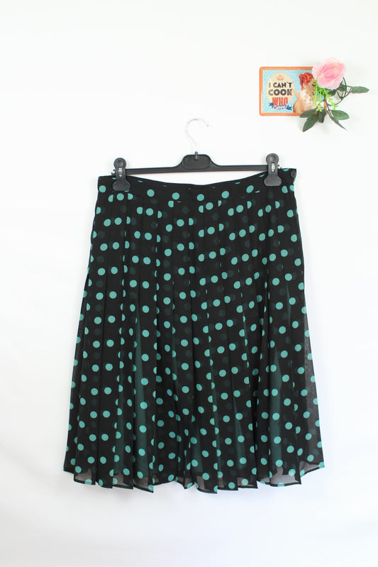 🌸Jupe plissée vintage 80's à pois turquoise - inspiration pin-up 50's🍒