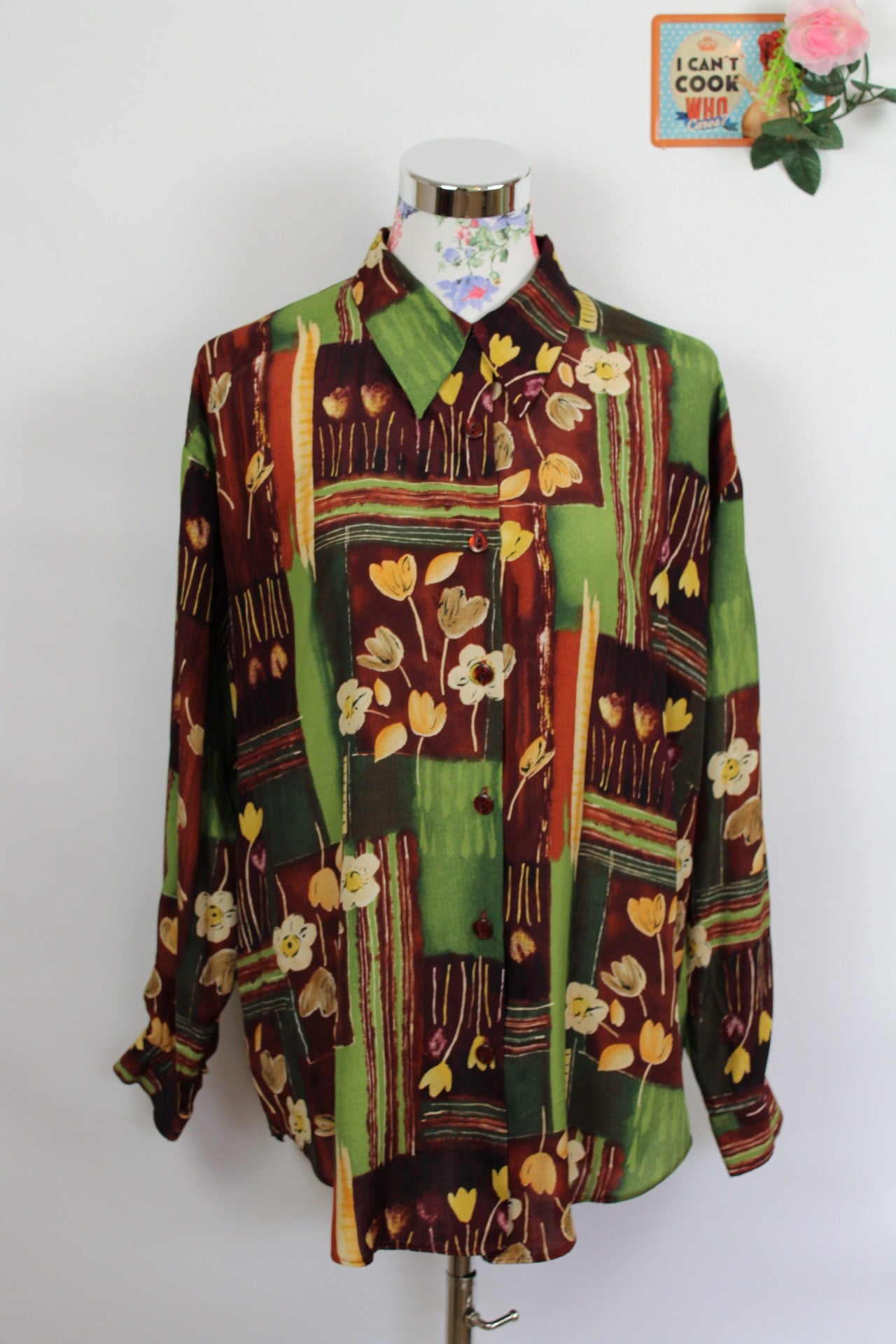 🌸Chemise vintage automnale Sandra B. Fleurie chic🍒