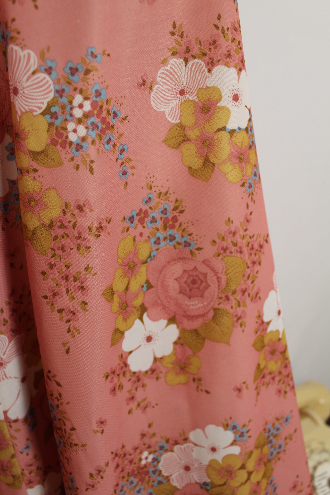 🌸🍒Robe longue vintage 70's bohème romantique rose poudrée fleurie - Taille 34/36🍒🌸