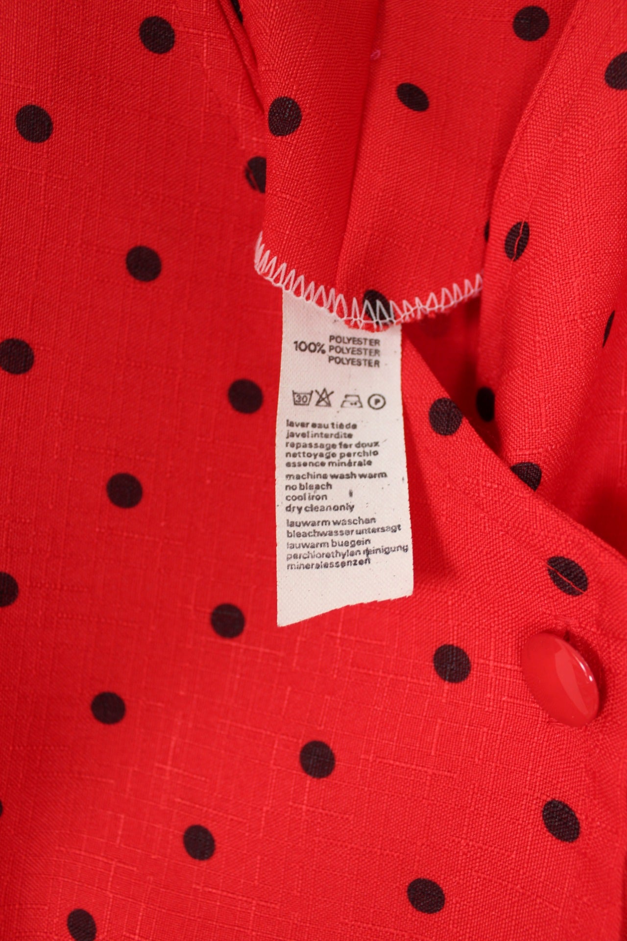 🌸🍒Robe vintage 80's rouge à pois - manches bouffantes & jupon intégré esprit 50's - Taille 38/40🍒🌸