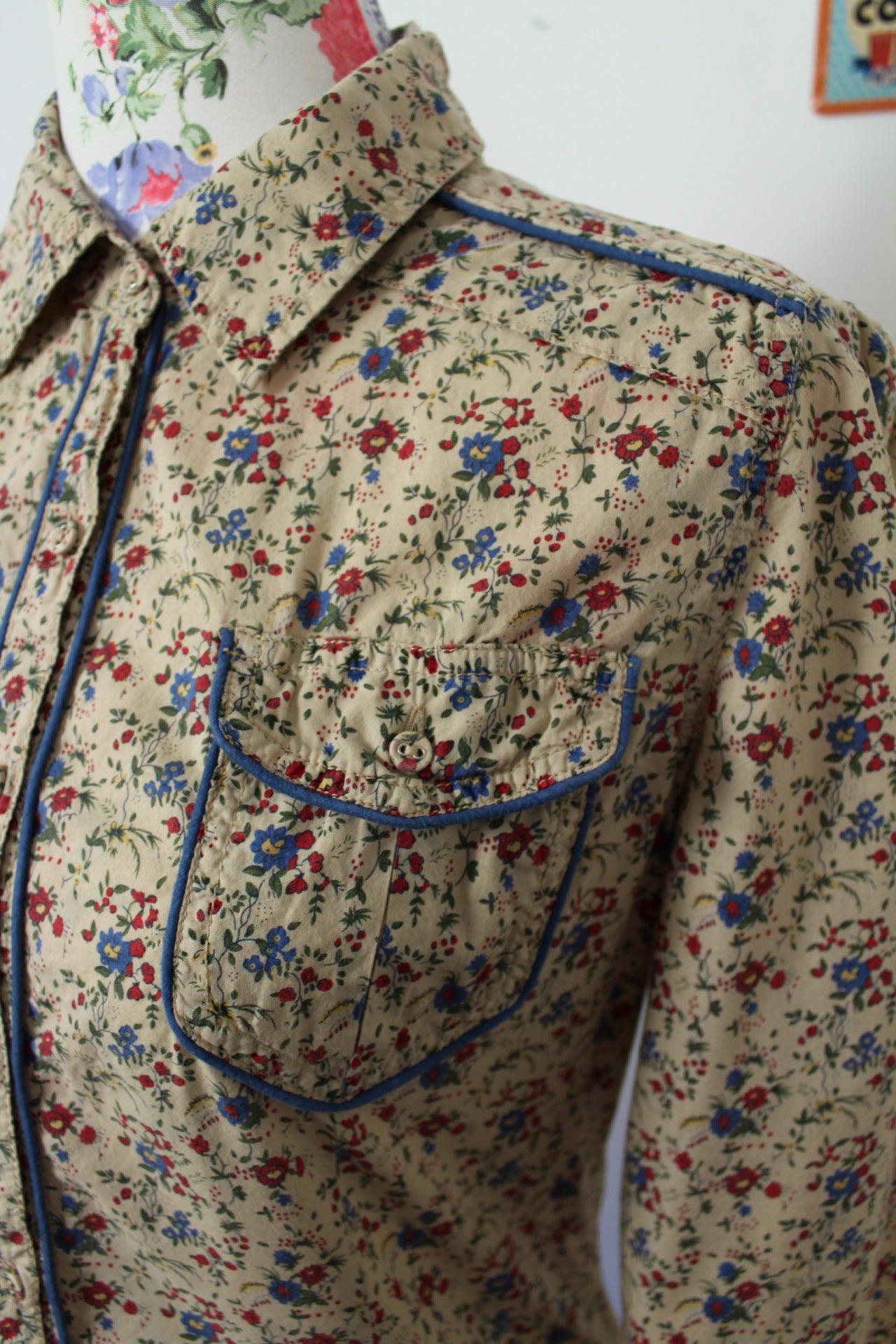 🍒🌸Chemise Kaporal 2000's fleurie - style western chic - 100% coton - Taille 38🌸🍒