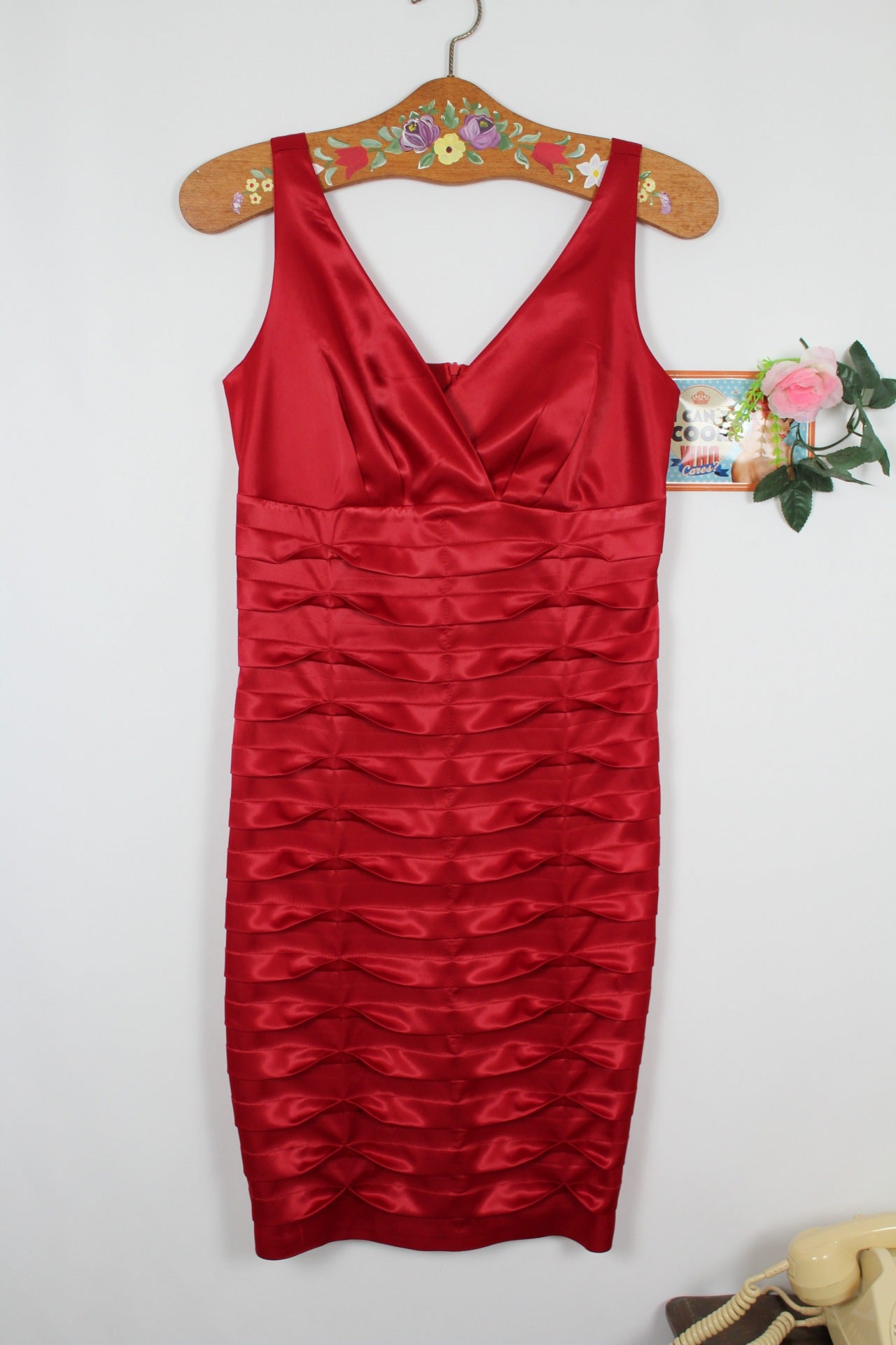 🌸🍒Robe rouge de soirée satinée vintage 2000s/Y2k façon Hollywood - Taille 36🍒🌸